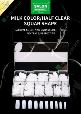 Milch-Farbhalbes Quadrat formen französischen gefälschten acrylsauernagel mit künstlicher Nagel der ABS falschem Nagel