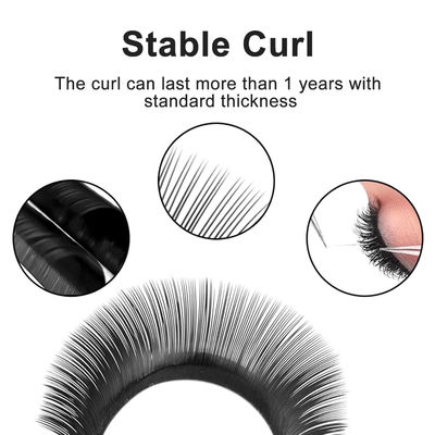 Luxus YY Form Handgefertigte Wimpernverlängerung 0,10 mm Dicke D Curling Fake Lashes Lieferung