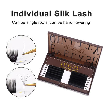Premium Seidevolumen Klassische Falsche Wimpern Erweiterungen 8-14mm CC/D/DD Locken schwarz matte Einzelseiden Wimpern 12 Reihen