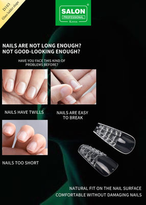 500PCS Leiterform Nagel Tipps Set Prägniertes Glas Falsche Nägel mit Aufbewahrungskiste Acryl Nagelkunst Kit für Salon
