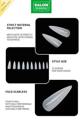 Langen Stiletto Nagel Spitzen Vollbedeckung Naturfarbe Fake Nägel mit Box für Nagelsalons