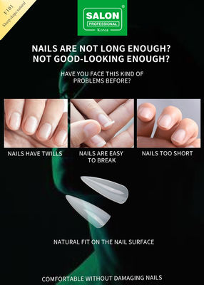 Langen Stiletto Nagel Spitzen Vollbedeckung Naturfarbe Fake Nägel mit Box für Nagelsalons