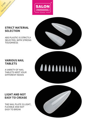 Lange Stiletto Nagelspitzen Vollbedeckung Falsche Nagelspitzen mit Box Natürliche Matte Falsche Nägel
