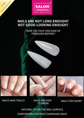 Lange Stiletto Nagelspitzen Vollbedeckung Falsche Nagelspitzen mit Box Natürliche Matte Falsche Nägel