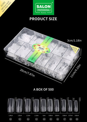 Full Matte Clear Acrylic Fake Nail Medium Square Press auf Nägeln für Nagelverlängerung Maniküre Werkzeuge