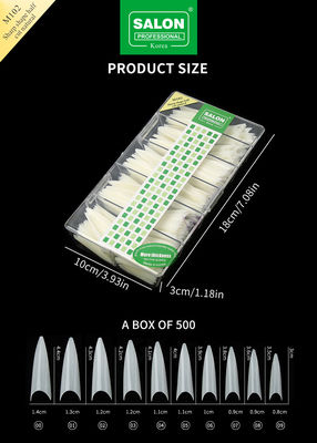 Scharfe Form Natürliche Nagel Tipps Halbdeckung Acryl Fake Nägel für DIY Nail Art Salon 500pcs/Box